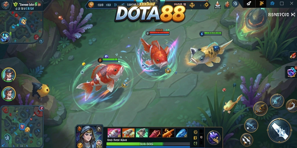 Tampilan gameplay DOTA88 yang seru dengan berbagai ikan untuk ditembak.