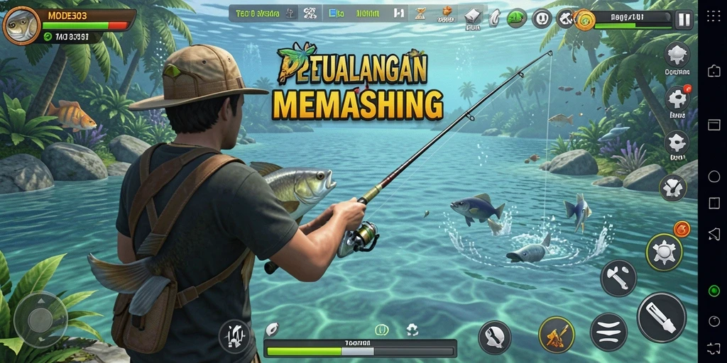 Gameplay seru dengan pemandangan alam luas dan ikan beragam.